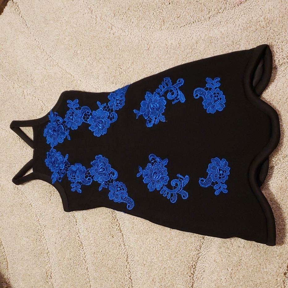 Dress With Cobalt Floral Embroidery